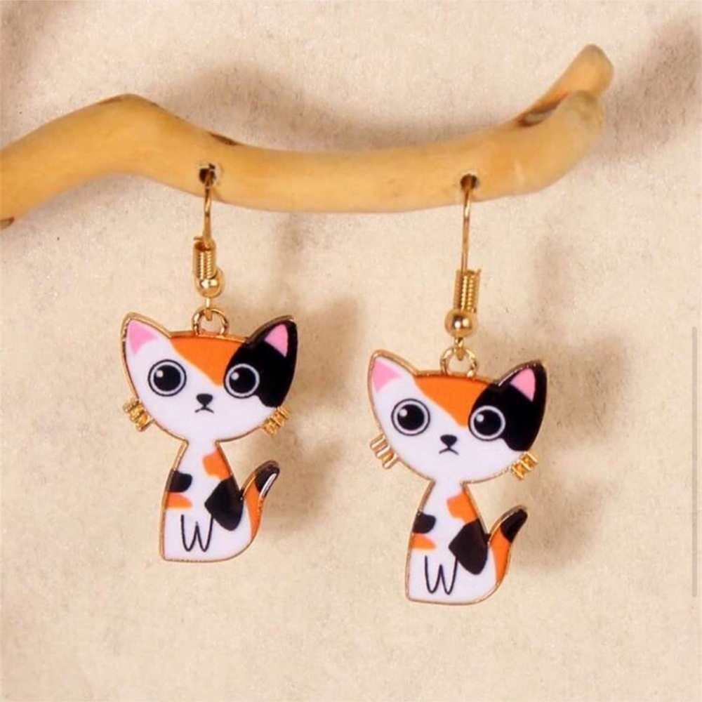 Cute Calico Cat Earrings